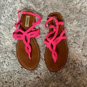 Pink braided sandals